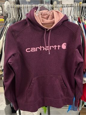 Carhartt Force Hoodie Womens M Purple Plum Pullover Logo Hooded Sweatshirt